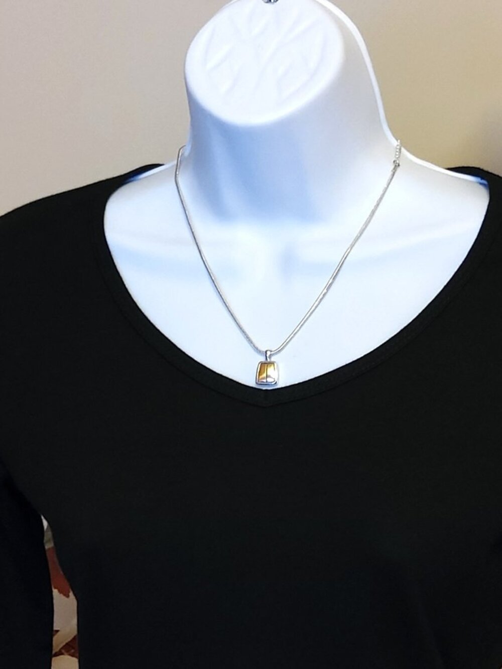 Liz Claiborne Vintage Silver Yellow Rose Gold-Plated Pendant Silver Necklace